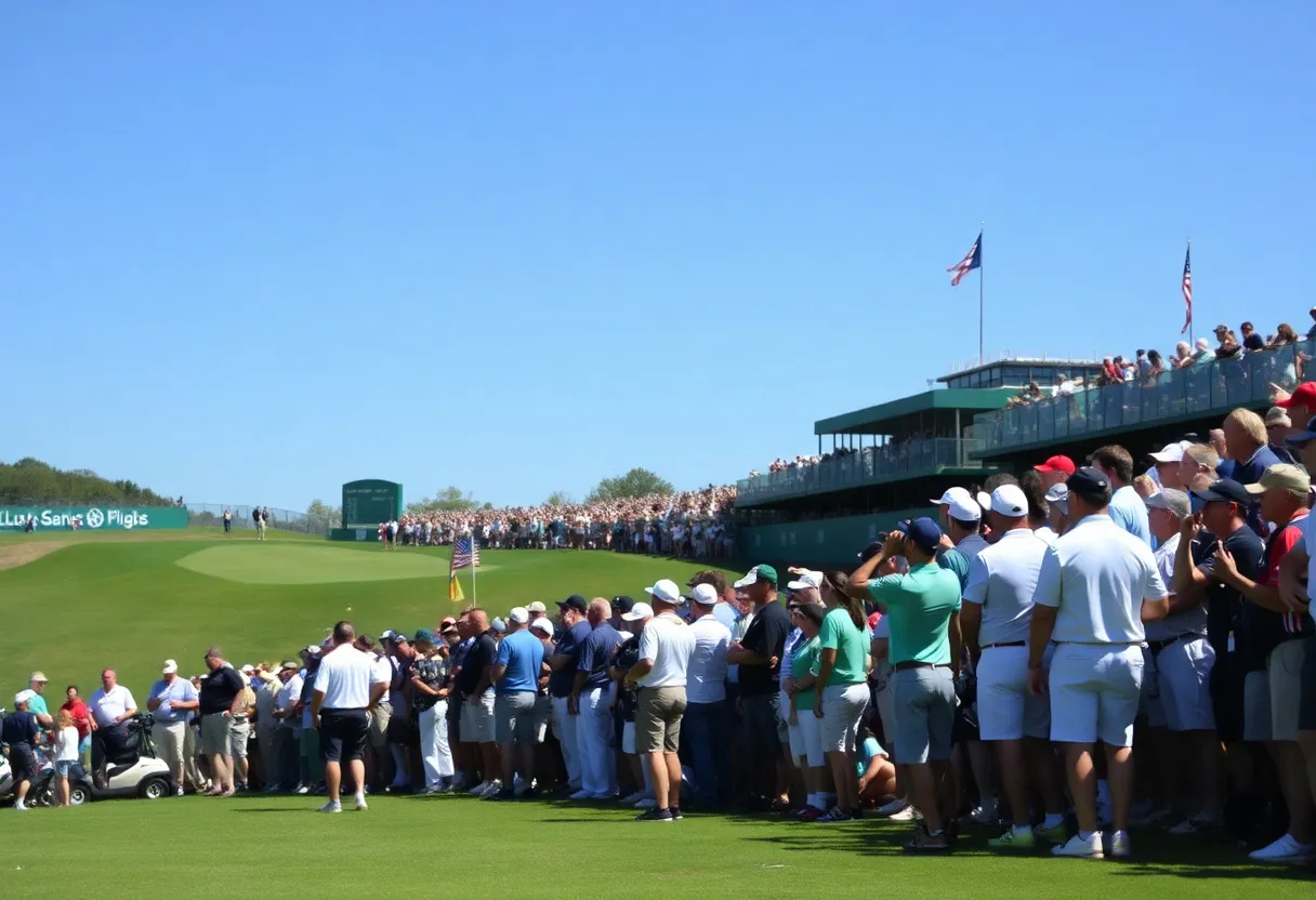 Fans celebrating at the US Open Golf Tournament