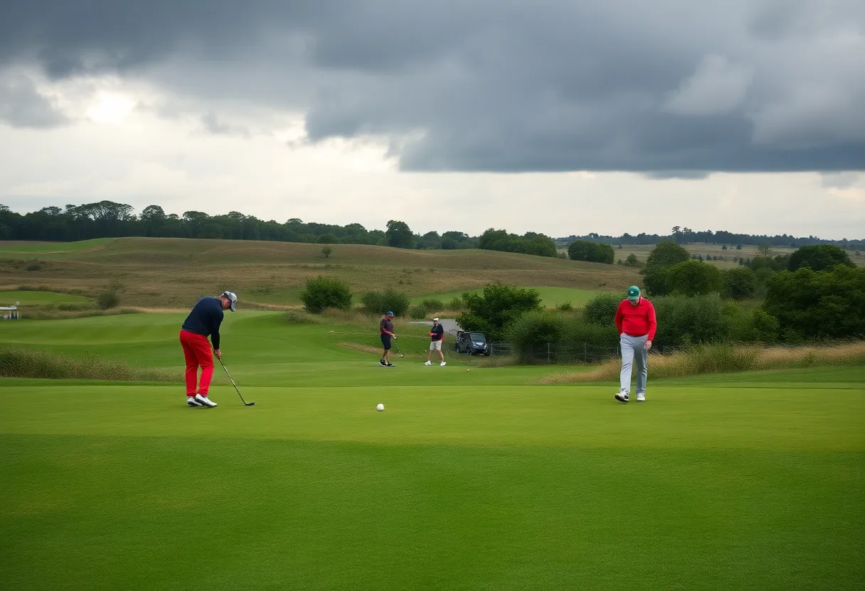 Golf tournament with seniors playing on a challenging course
