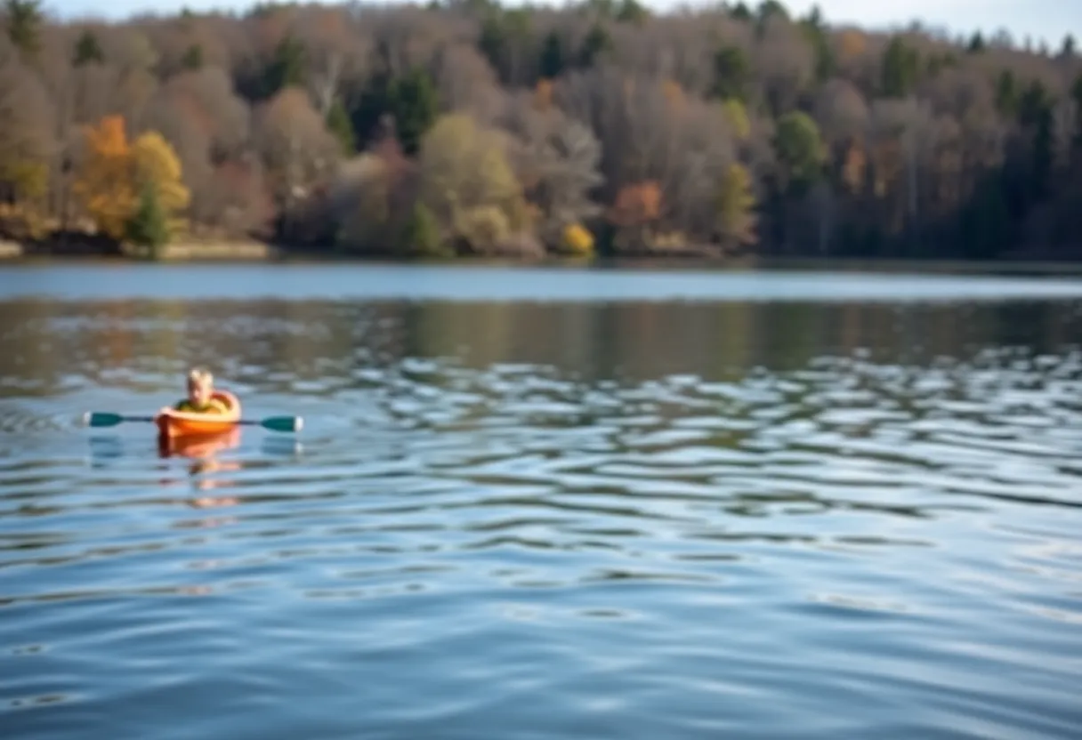 Peaceful view of Walden Pond with trees and water