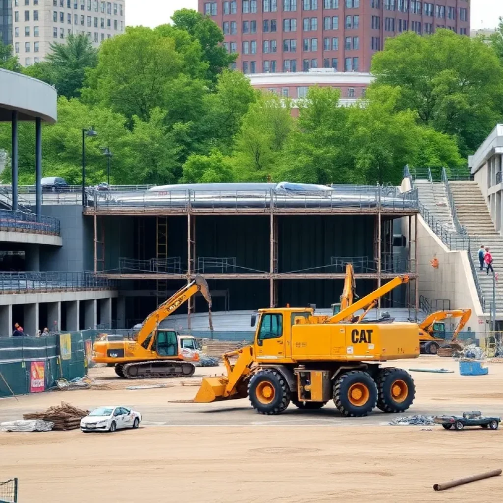 Construction site of White Stadium renovation in Franklin Park, Boston
