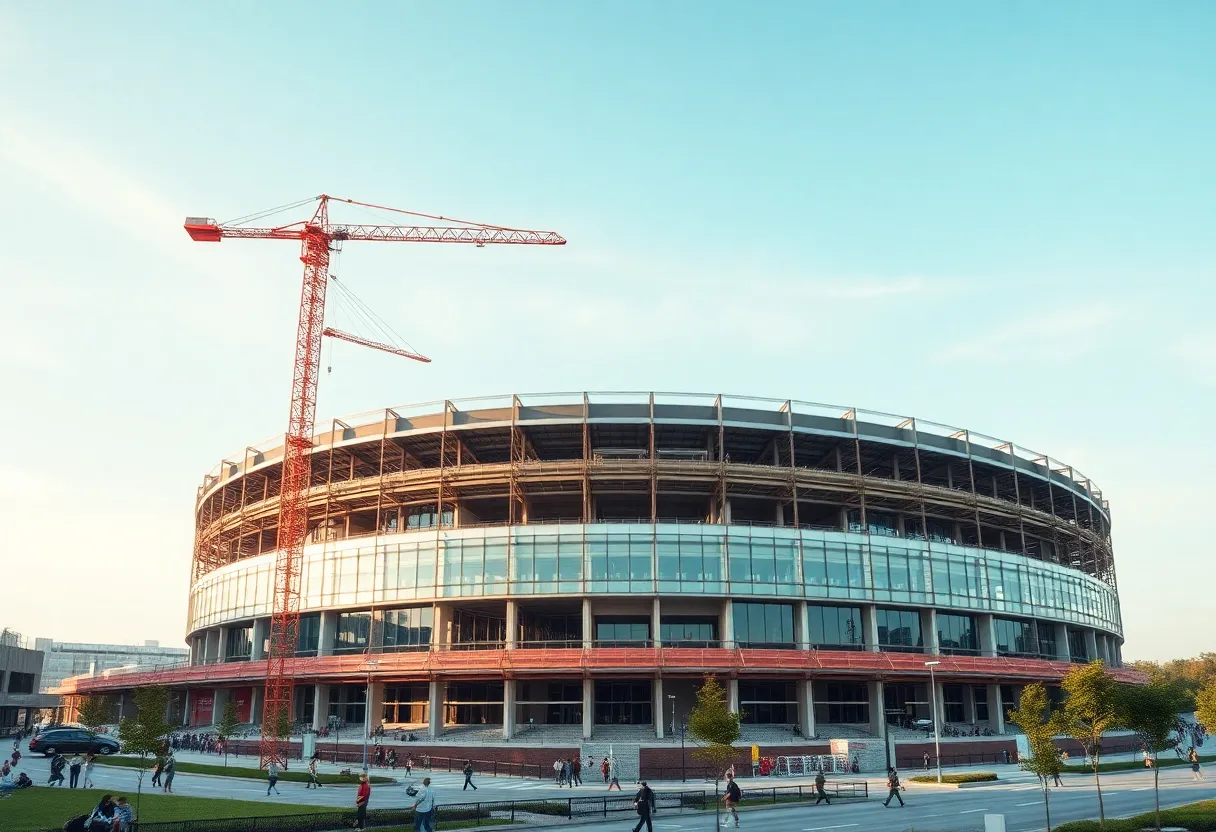 Under construction stadium at White Stadium site showing ongoing renovations