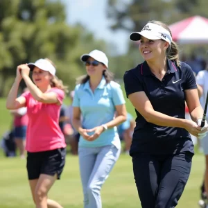 Players competing in a women's golf tournament