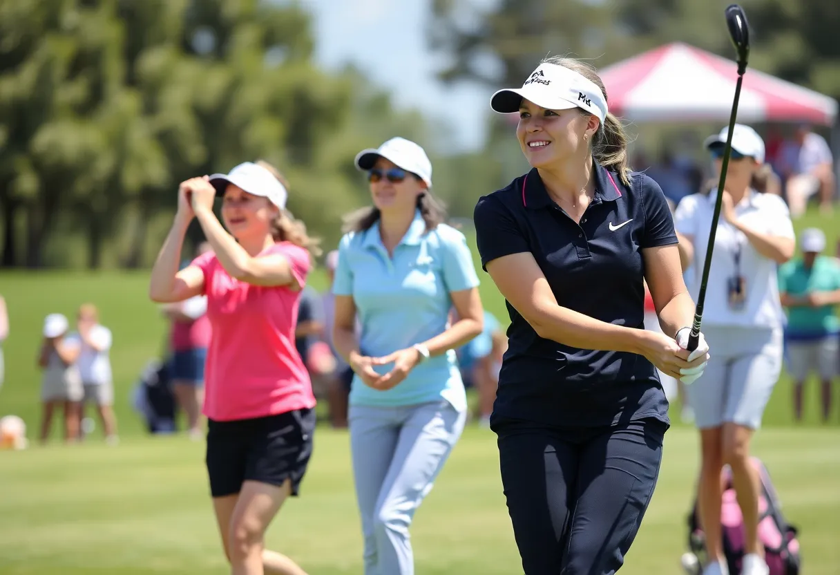 Players competing in a women's golf tournament