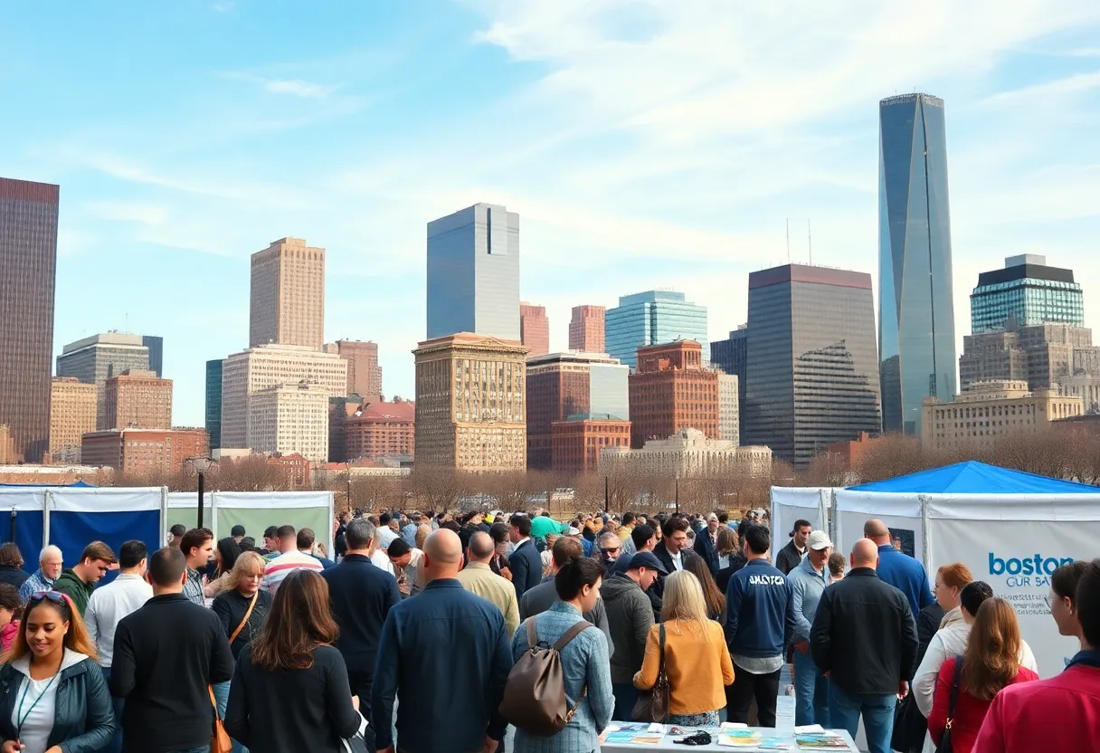 Networking at a job fair in Boston