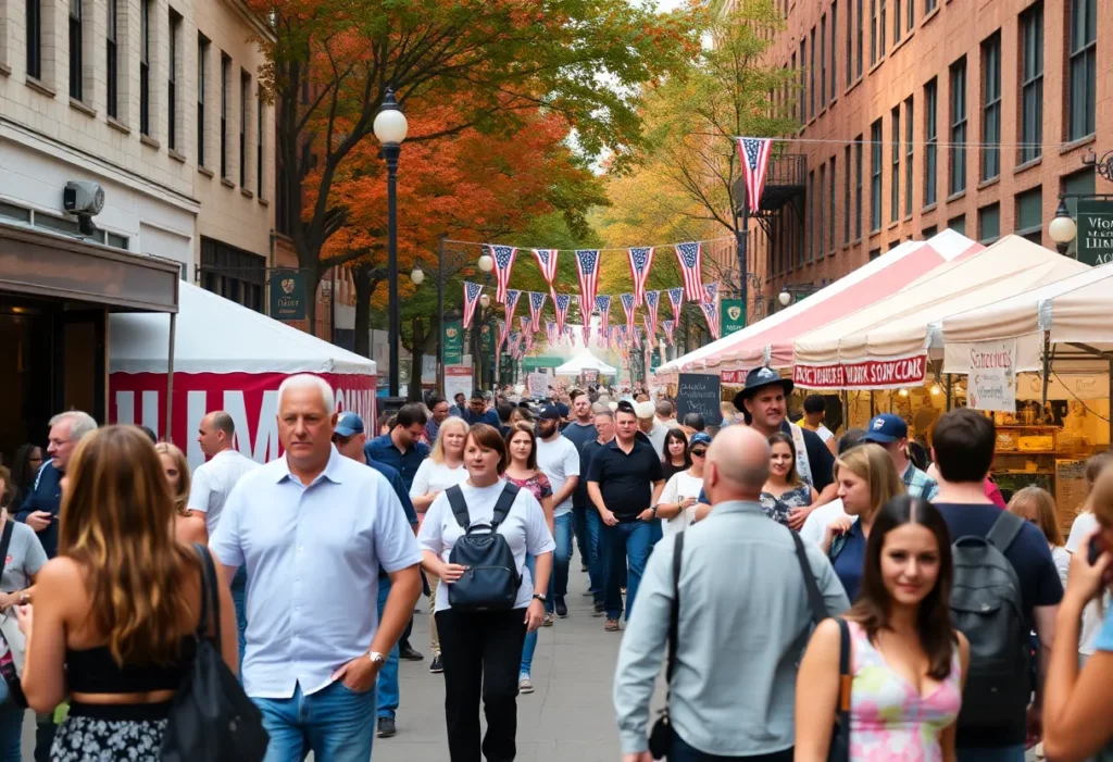 Crowd enjoying a festival in Boston during September