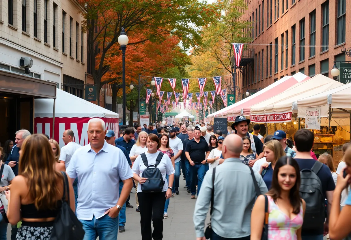 Crowd enjoying a festival in Boston during September