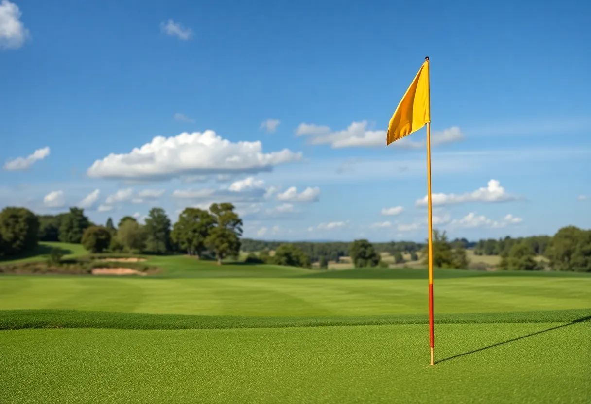High school golfers practicing on a golf course