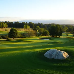 Players practicing on the golf course during the Procore Championship.