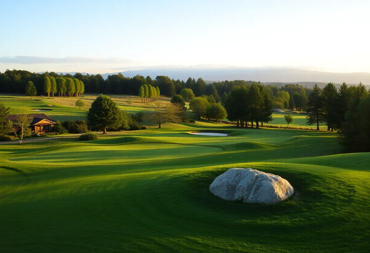 Players practicing on the golf course during the Procore Championship.