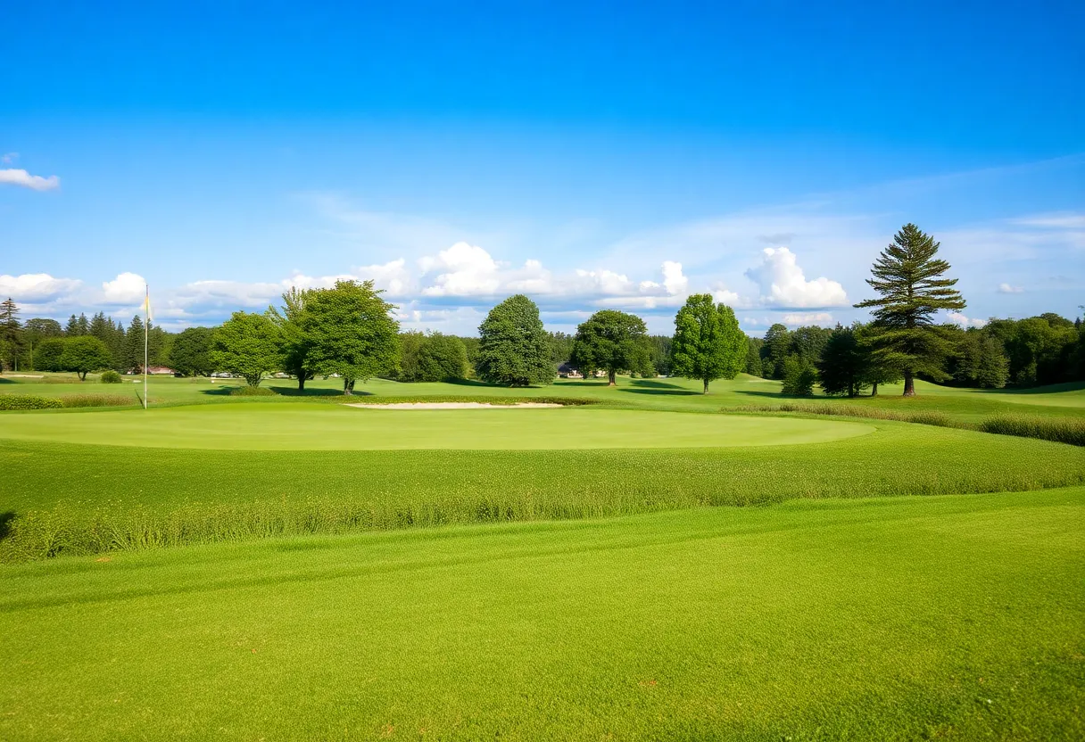 Golf course at Doral Golf Club with flags symbolizing the G20 summit
