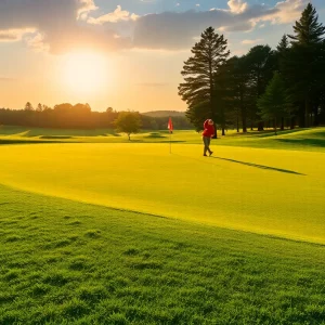 Golfers playing on a beautiful golf course