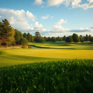 Players training on a golf course in preparation for Ryder Cup.