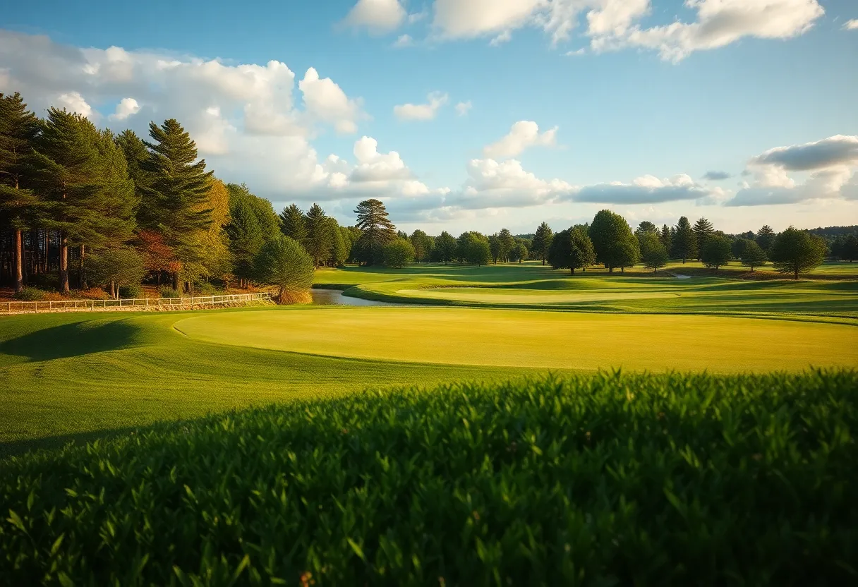 Players training on a golf course in preparation for Ryder Cup.