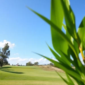 Emu wandering on a golf course