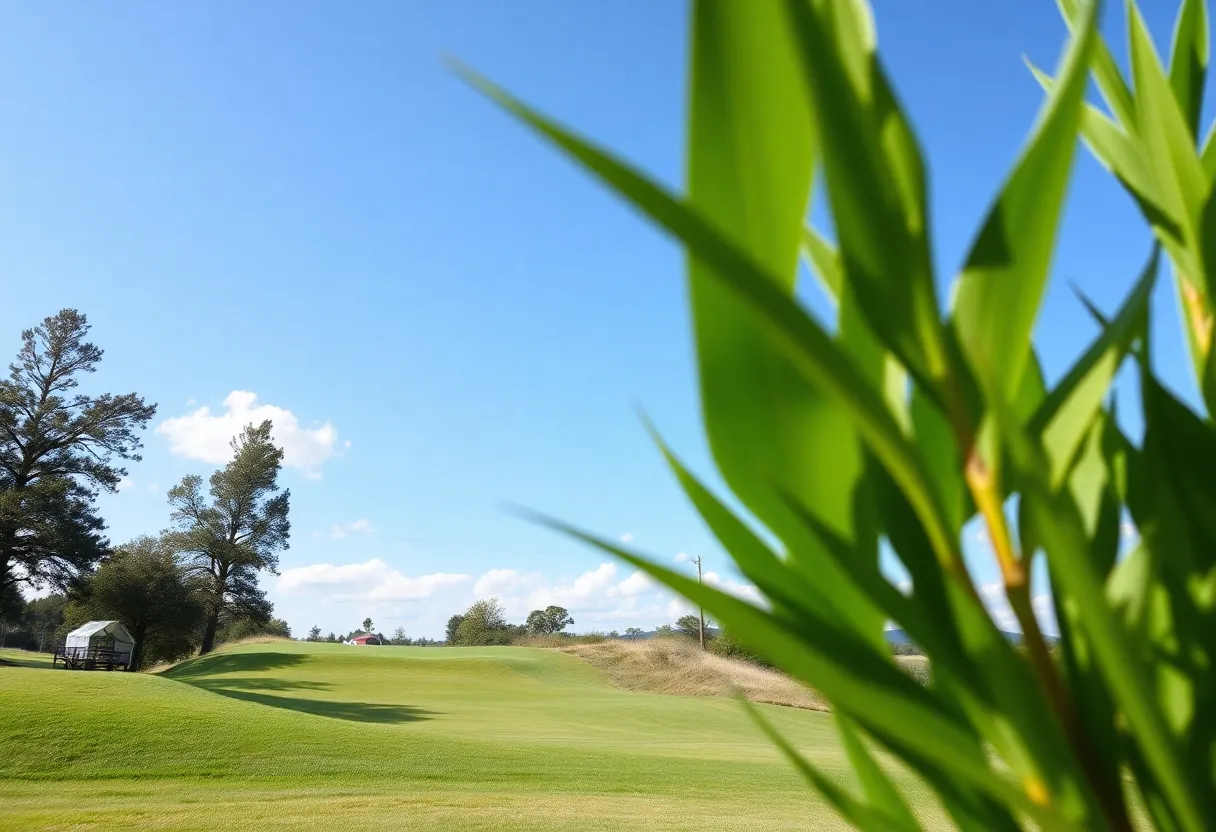 Emu wandering on a golf course