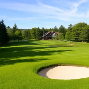 Young golfers practicing on a high school golf course