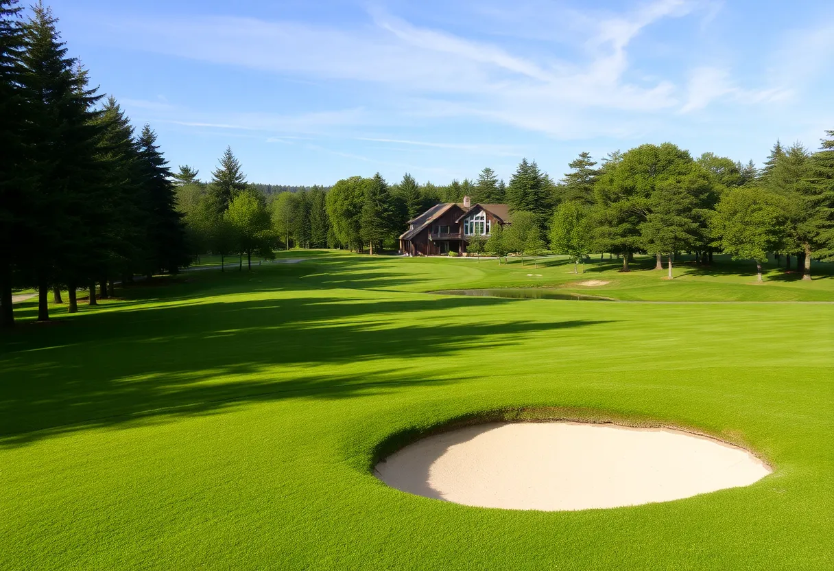 Young golfers practicing on a high school golf course