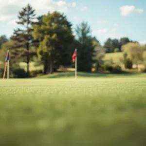 Spectacle of a Ryder Cup golf course with players and fans