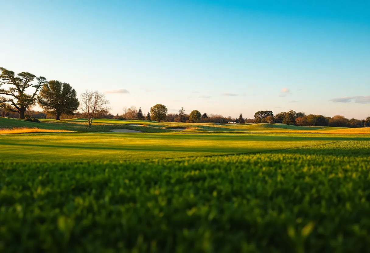 College golf tournament with players in action