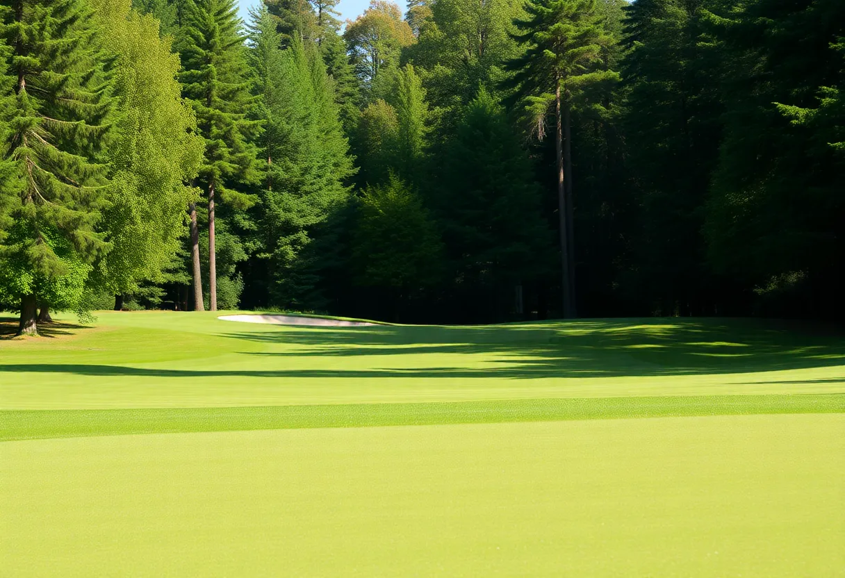 Golf championship scene with players and cheering crowds
