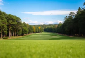 Teams competing at the Ryder Cup with a lively crowd