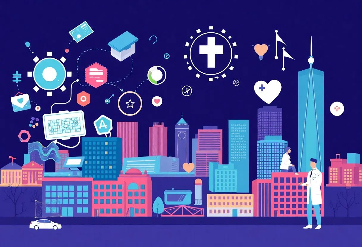 Boston job market trends illustration showcasing tech and healthcare growth.