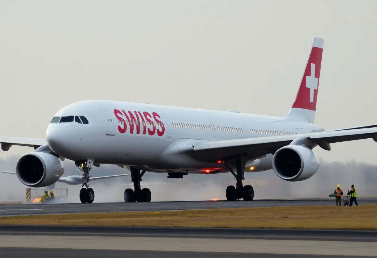 Smoke and flames from an Airbus A330 engine at Boston Logan Airport