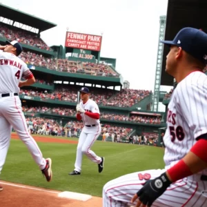 Oakland Athletics vs Boston Red Sox baseball game scene