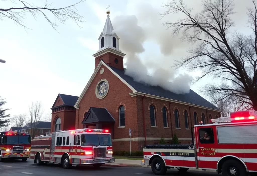 Emergency responders at Beverly church fire scene
