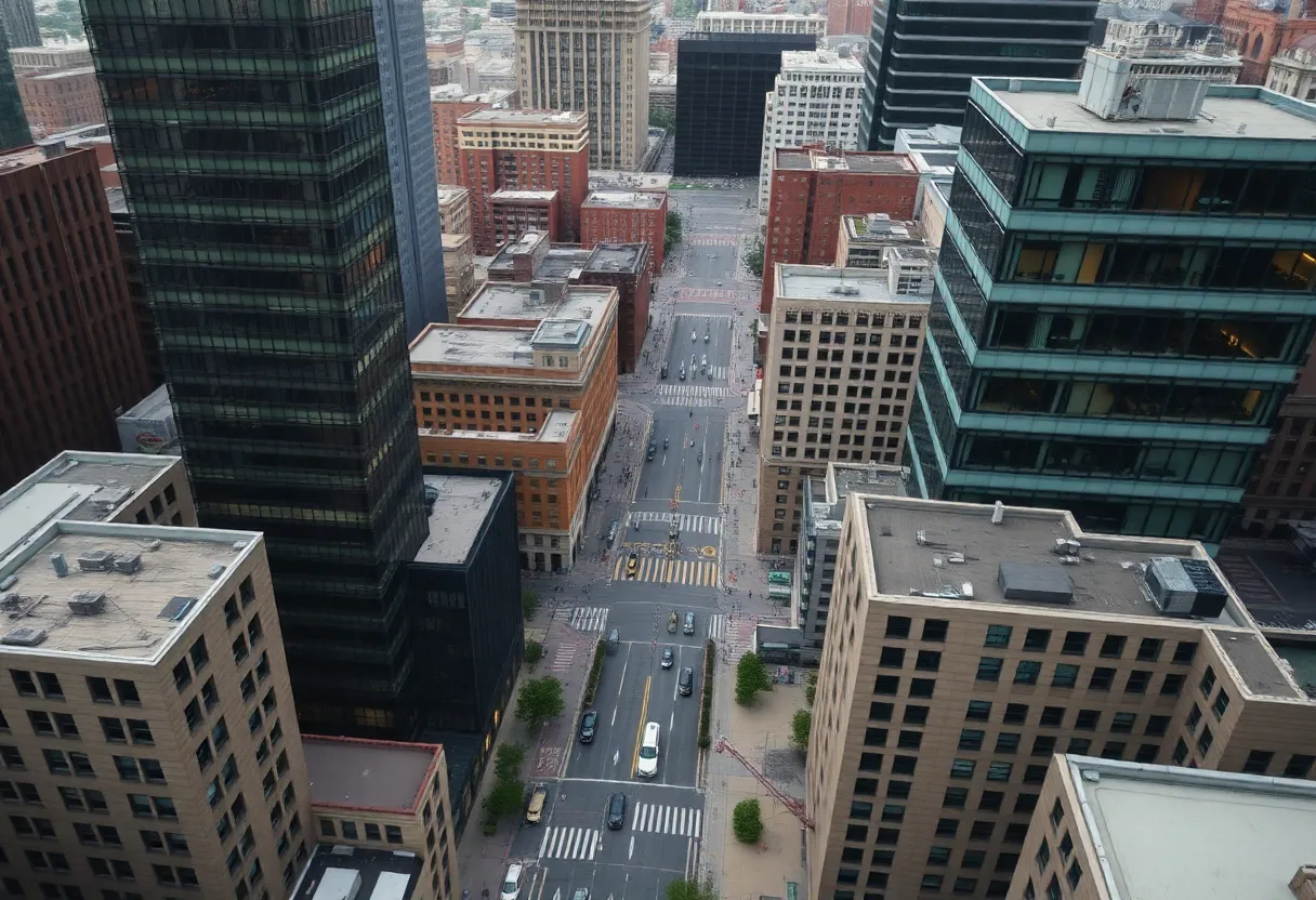 Aerial view of Boston depicting the city's business landscape.