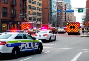 Emergency services responding to a motor vehicle collision in East Boston.