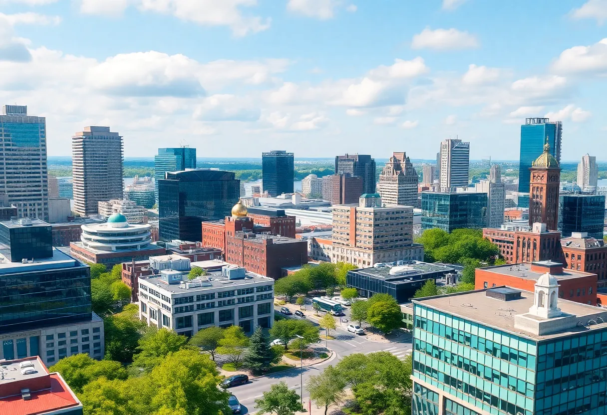 Boston skyline showcasing biotech buildings and commercial real estate