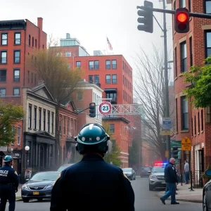 Police activity at a crime scene in Boston