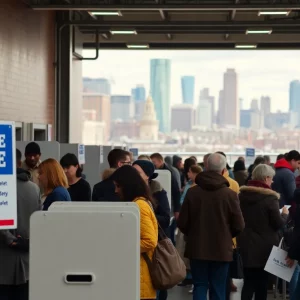 Voters at a polling station in Boston during the mayoral election.