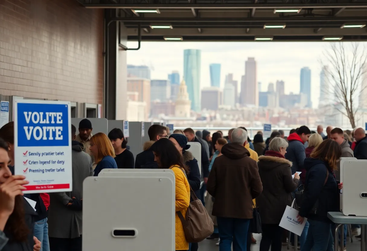 Voters at a polling station in Boston during the mayoral election.