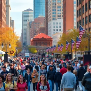 People enjoying events in Boston's fall weather