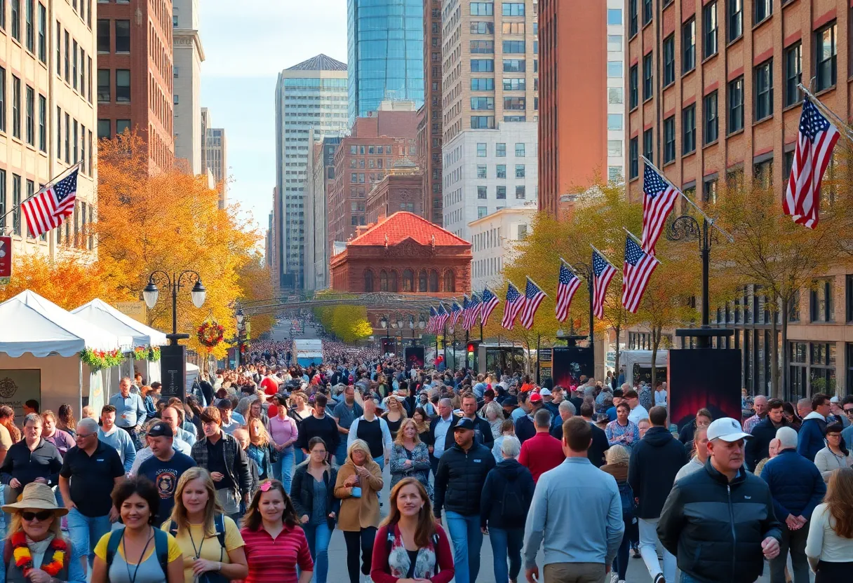 People enjoying events in Boston's fall weather