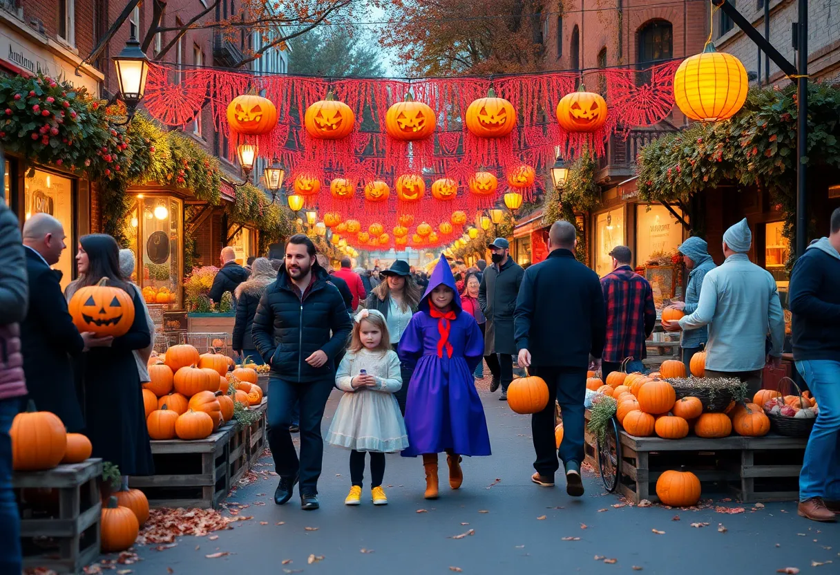 Boston Halloween festival with families and pumpkins