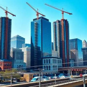 New apartment buildings under construction in Boston, Massachusetts