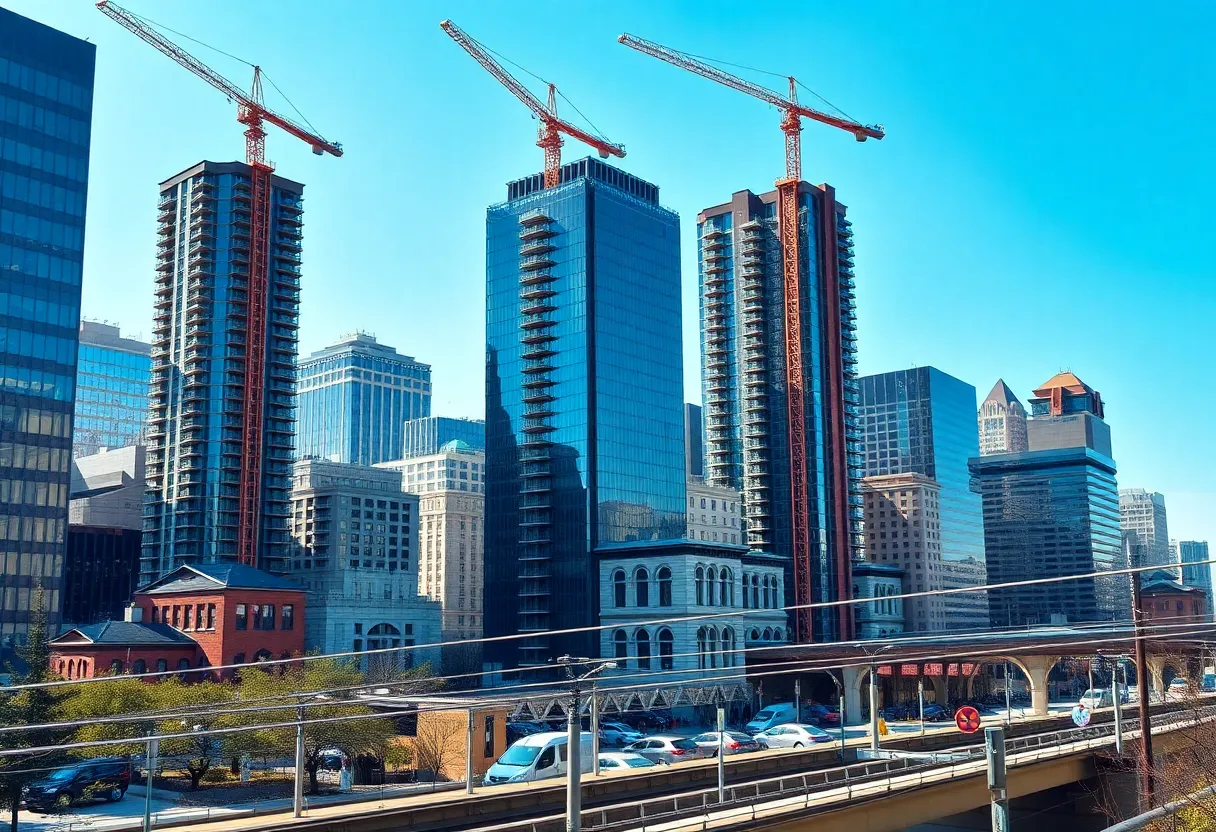New apartment buildings under construction in Boston, Massachusetts