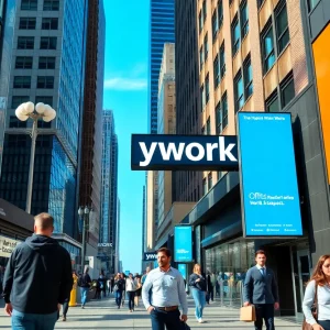 Bustling downtown Boston office area with pedestrians.