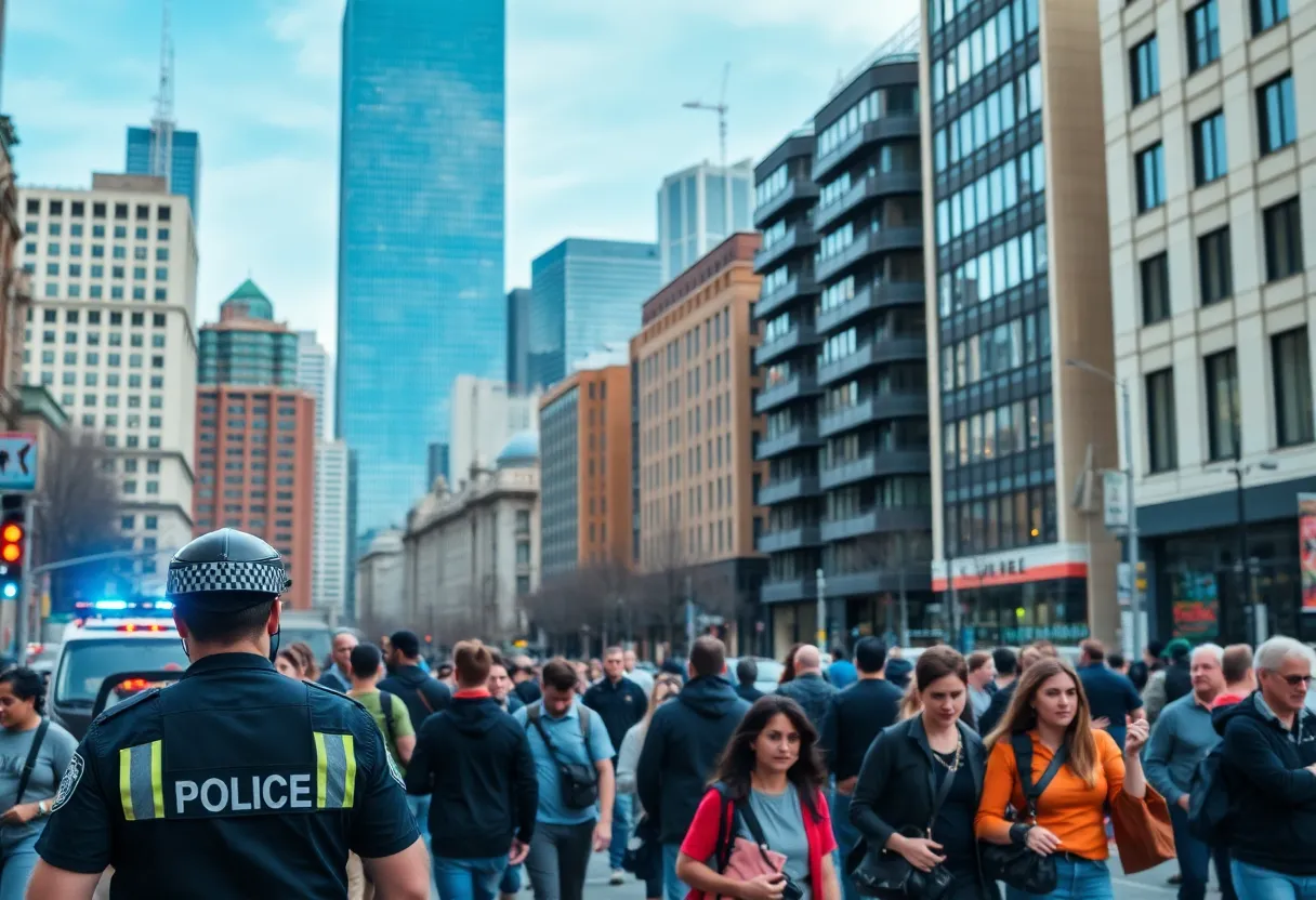 Police presence in Boston city environment