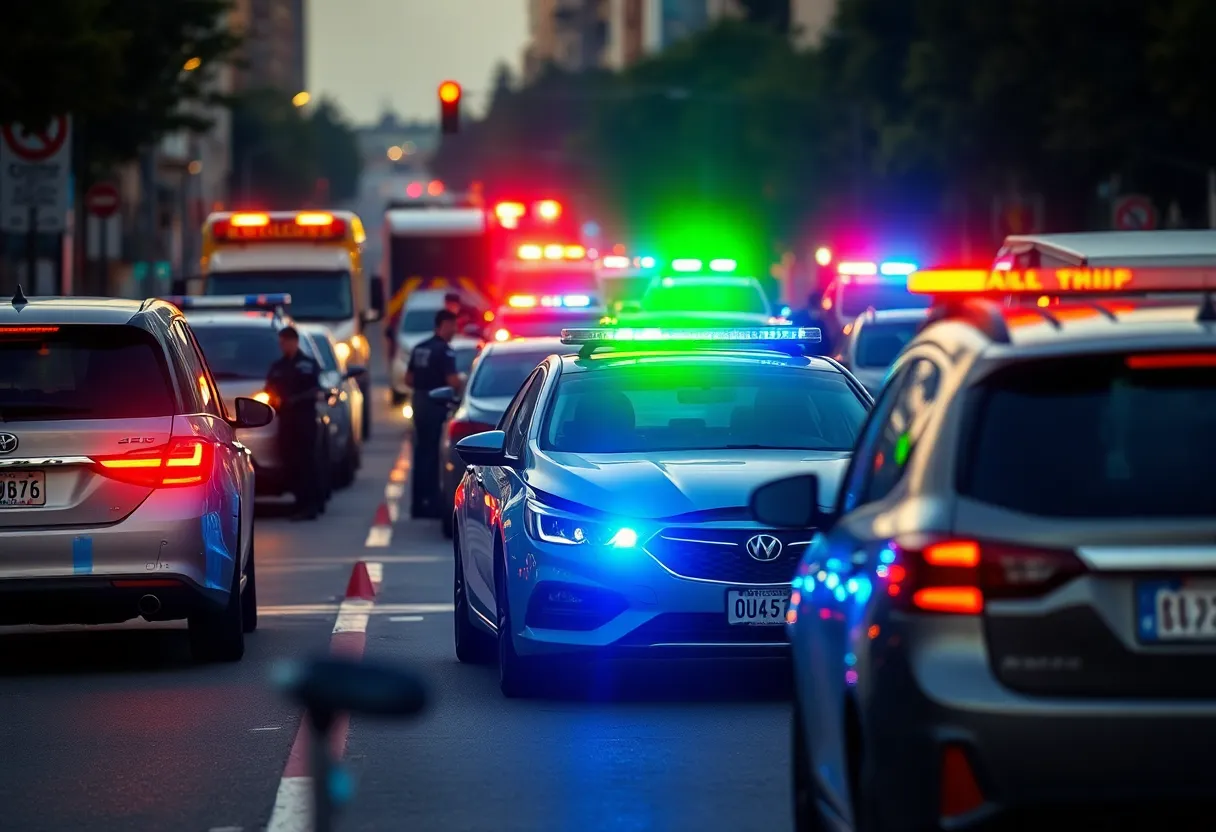 Boston police crash scene showing emergency responders and police vehicles.