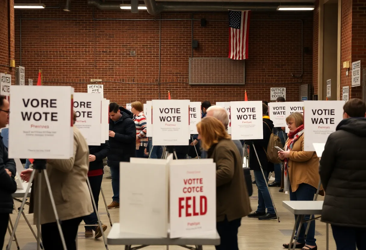 Voters at a polling place in Boston during the preliminary election