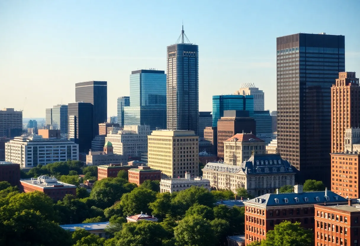 A view of Boston's skyline showing new zoning developments next to historic buildings.