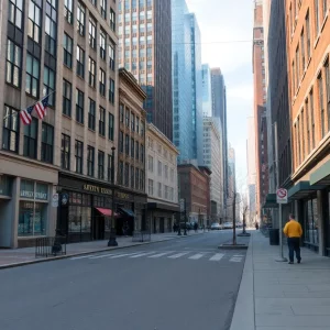 Empty streets in downtown Boston due to declining international tourism