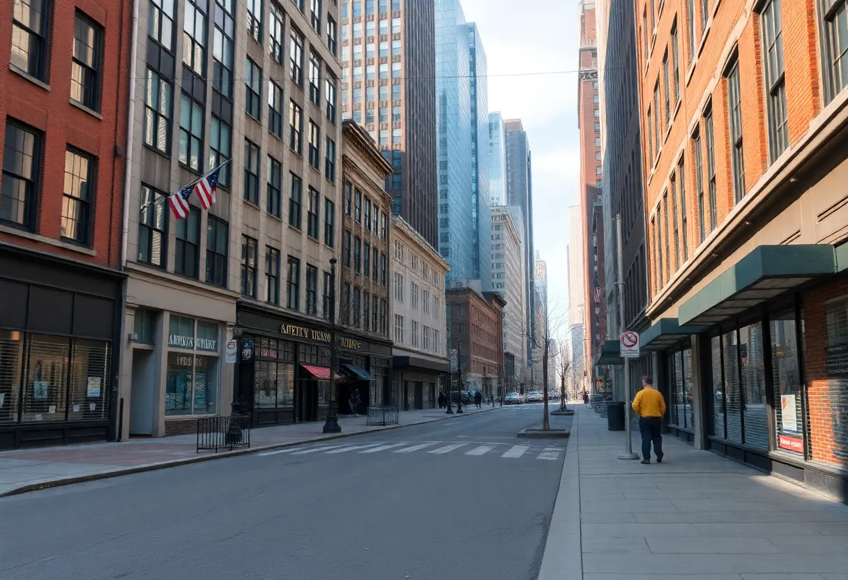 Empty streets in downtown Boston due to declining international tourism