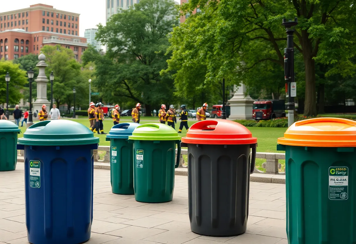 Firefighters responding to trash barrel fires in Boston Common.