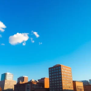 Scenic view of Boston in warm weather with clear skies
