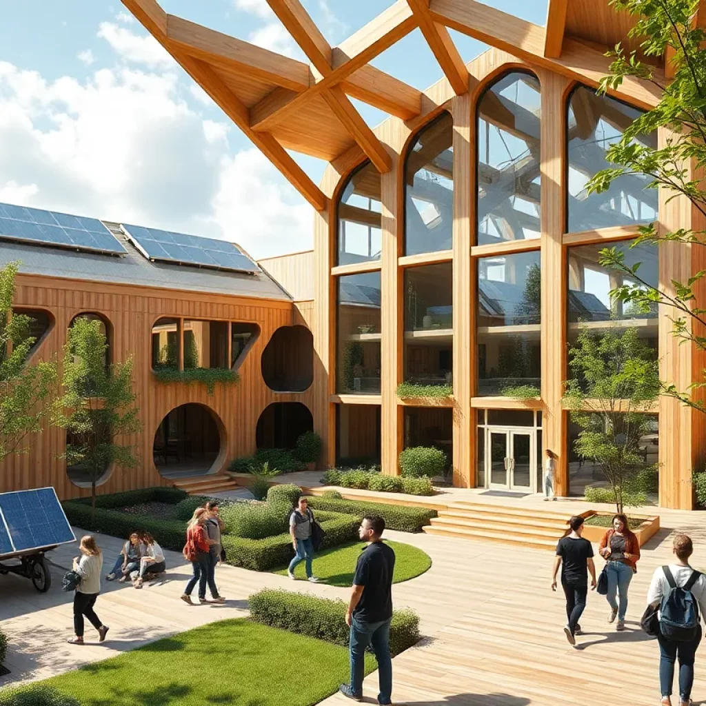 Rendering of the new mass timber building at Boston University